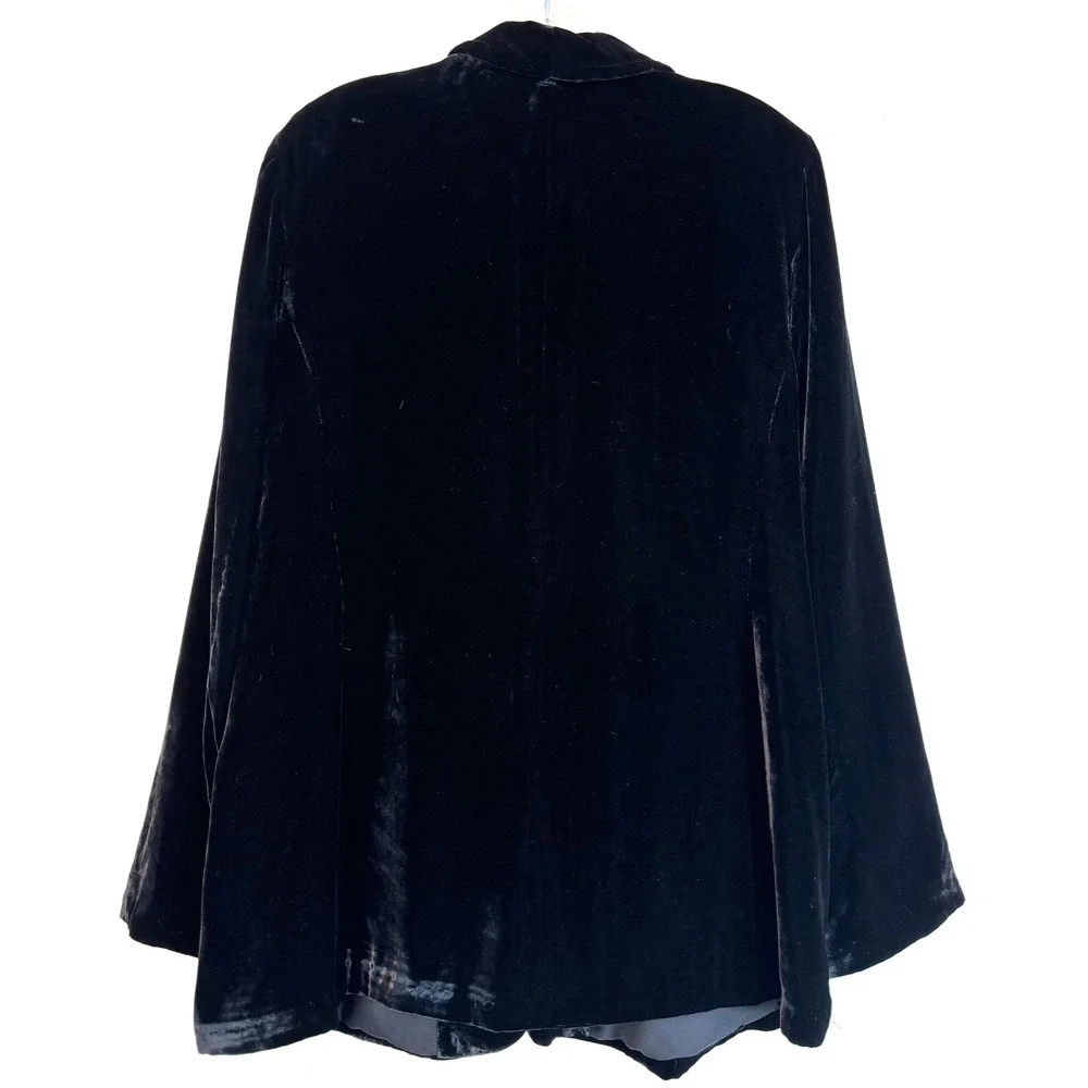 J Jill Black Velvet Shawl Collar Blazer Jacket Shell Button Women Size‎ L 2045
